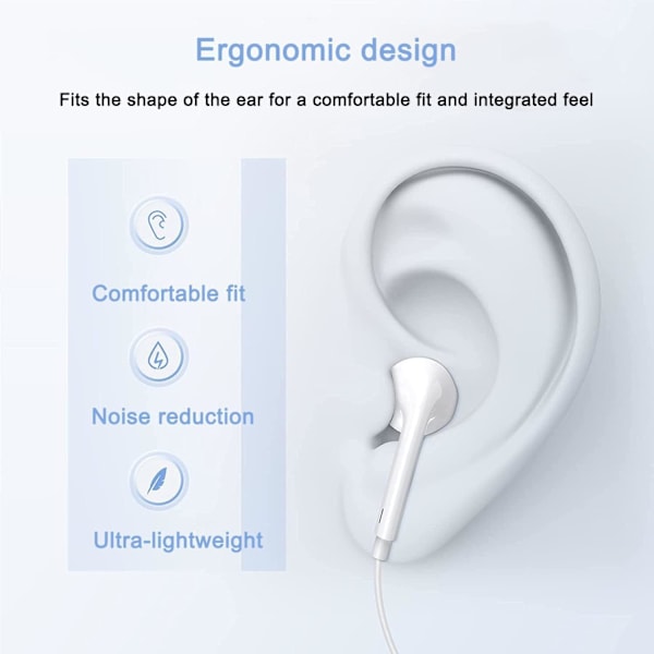 In-Ear-hodetelefoner for iPhone, HiFi Stereo Wired Noise Canceling He
