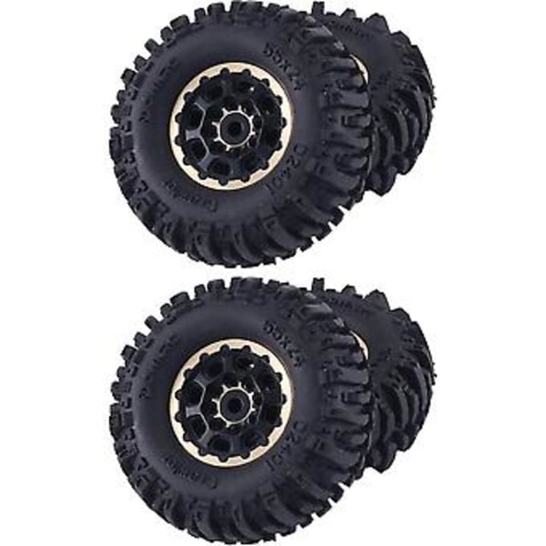 4 stk 55x22mm 1.0 Messing Hjulfelg Gummi Dekk For 1/18 1/24 RC Crawler Bil Axial Scx24 Ax24 Fms Fcx2