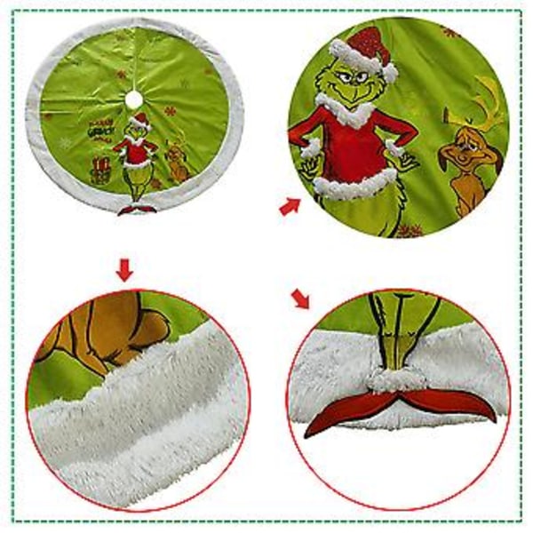 81cm Juletræsskørt Base The Grinch Julegulvmatte Dækning Pynt Dekoration 2023( )