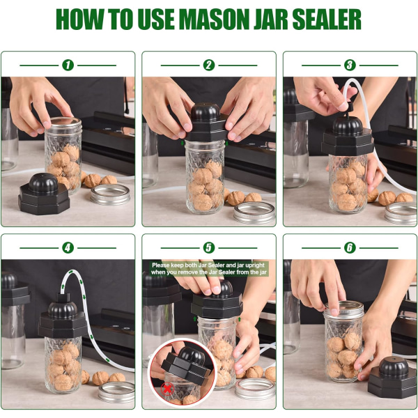 Universal Regular och Wide Mouth Mason Jar Sealer, Kompatibel med