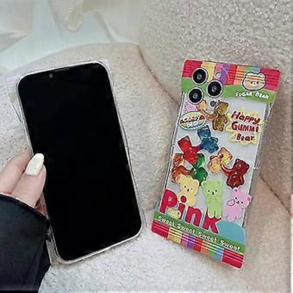 Snack Bag Gummy Bear Telefon Cover Kompatibel med iPhone 12 Cover Linsebeskyttelse Sød Sukker Snack Bag Cover Blød TPU Klar Cover Case