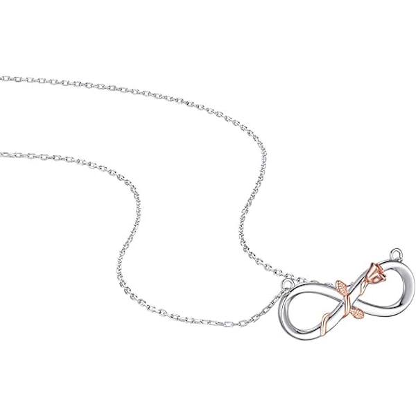 Naisten kaulakoru 925 Sterling hopea hieno Infinity Rose kaulakoru