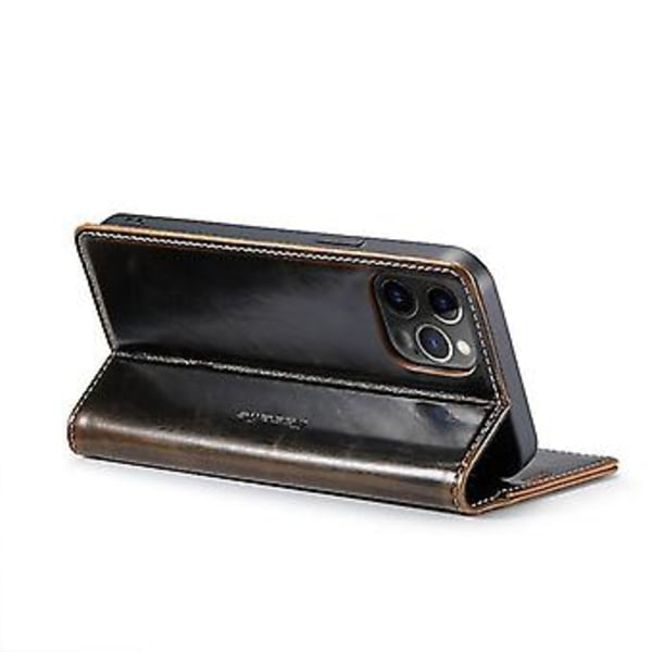 Til Iphone 12 Pro Max Caseme 003 Crazy Horse Texture Læder Telefon Cover (sort)