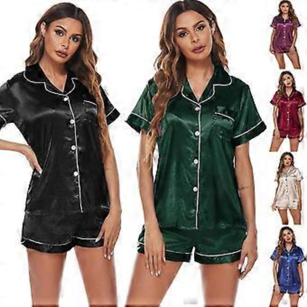 Dame Pyjamas Jule Loungewear Pyjamas Pyjamassæt Til Kvinder Kortærmet Shorts (S Champagne)