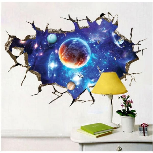 Broken Space Planet 3D vægklistermærke stue soveværelse loft D
