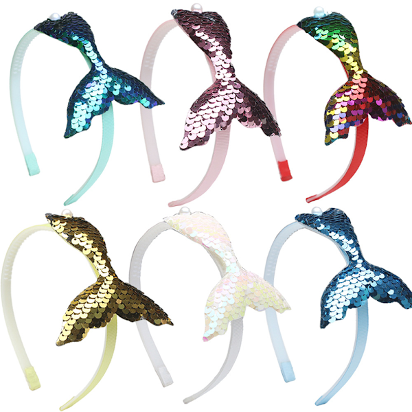 6 stk. Børne Sequin Hårbånd Til Piger, Glitter Hårbånd Sequin