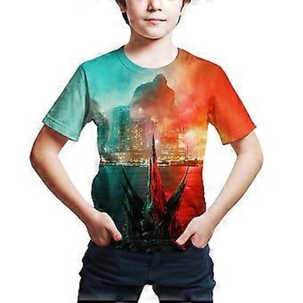 4-9 Vuotiaiden Lasten Godzilla vs Kong 3D-Painettu Rento Lyhythihainen T-paita (6-7 Vuotta D)