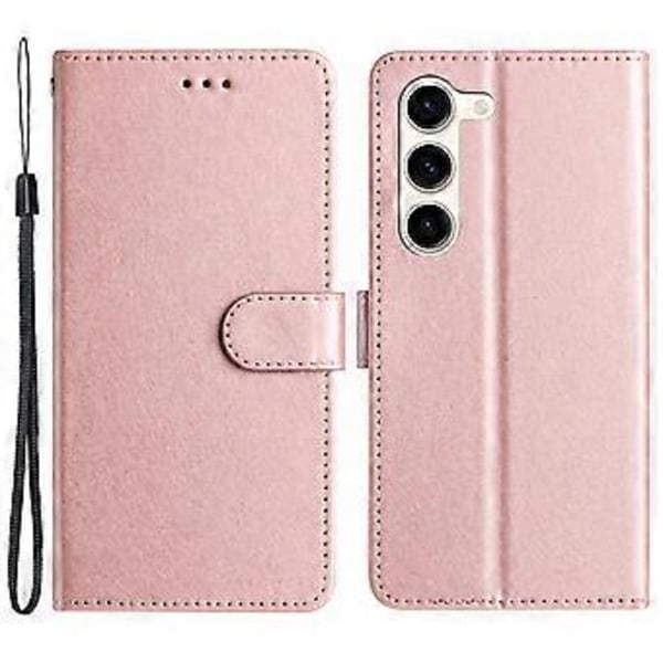 Stativfodral i PU-läder med sidenstruktur, plånboksfunktion och rem för Samsung Galaxy S23+ (Stil A)