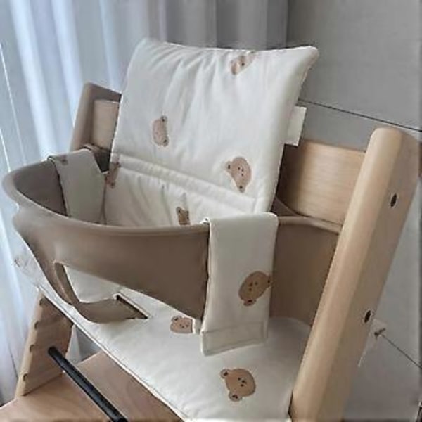 1 Sett Høy Stolpute Sklisikker PP Bomullsfylt Nordisk Stil Søt Bjørnetrykk Baby Spisestolpute Daglig Bruk (Bjørn)