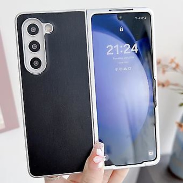 Metal Patent PU-etui til Samsung Galaxy Z Fold4 5G (Sort)