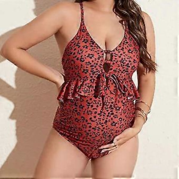 Dame Graviditets Badetøj Gravid Én-delt Badedragt Sexet Bikinis Badedragt Strandtøj Sommer Flæser Badedragt Sort XXL(XXL Sort)