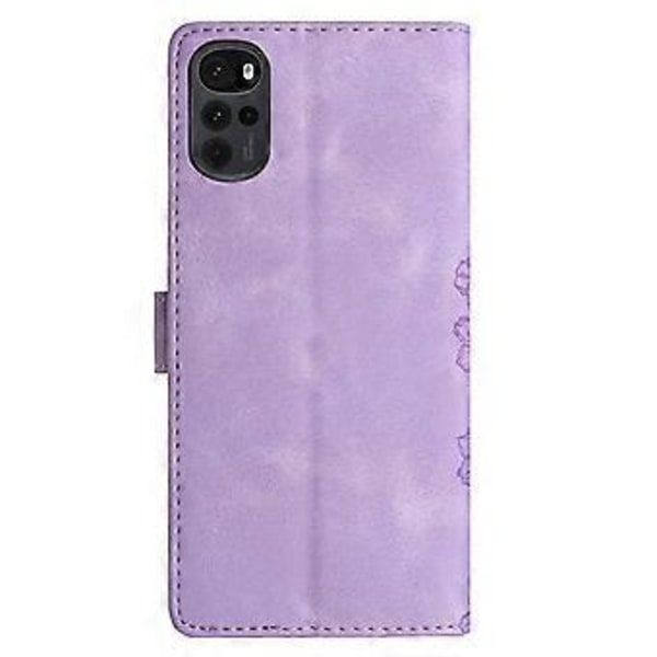 Cherry Blossom PU-fodral för Motorola Moto G22 (Lila)