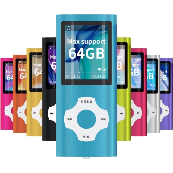 MP3/MP4 bärbar spelare, ljusblå med 1,8 tums LCD-skärm och Me