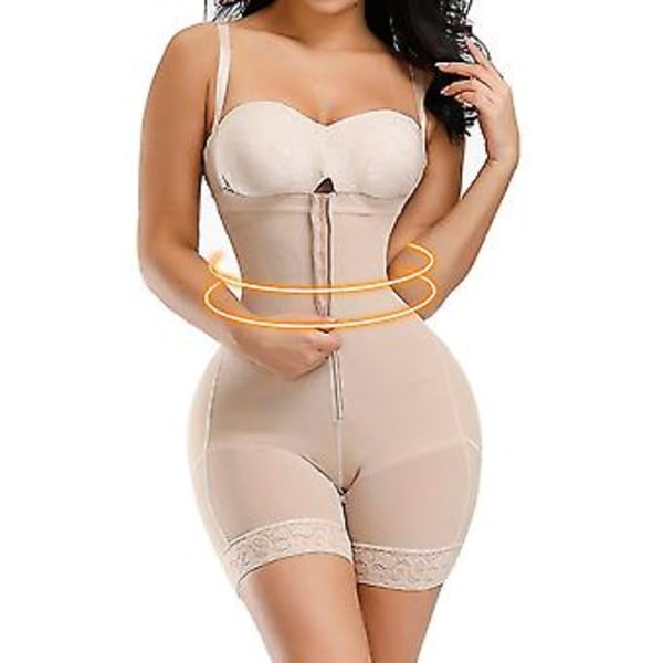 Kvinners slankende kroppsshaper sømløs rumpeheving bodyer push-up shapewear undertøy korsett (4XL Beige)