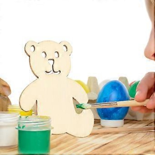 40 stk Tre DIY Chip Skiver Ubehandlet Tre Bjørn Formet Design Chip Pynt Ornament for Dekor
