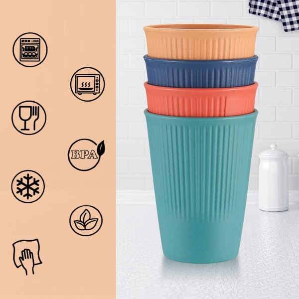 4 stk. 300 ml ubrydelige kopper, genanvendelige plastikkopper, bærbare C