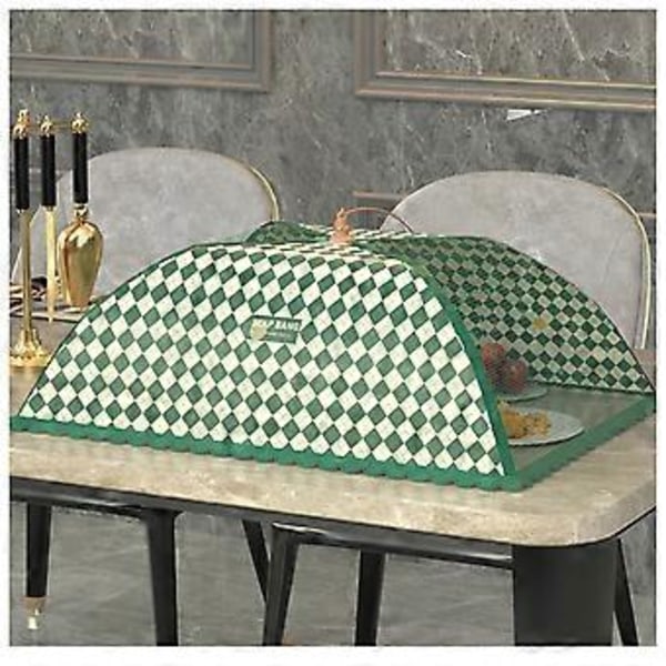 Bärbar Parasoll-Stil Matöverdrag Vikbart Nät Skydd Mat Parasoll-Tält Anti-Fluga Bordsmåltider Överdrag (Rektangulär 50x70cm Mörkgrön Rutiga)