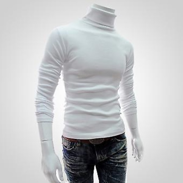 Fianao Långärmad Tröja med Mockhals Herrar Pullover Mjuk Enfärgad Stretchig Stickad Skjorta för Höst Vinter (3XL Mörkgrå)