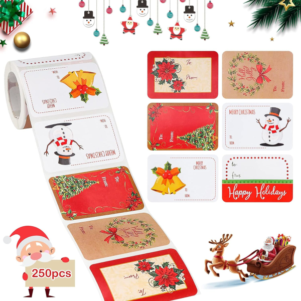 250 Pieces Christmas Label Stickers, Christmas Stickers, Christma