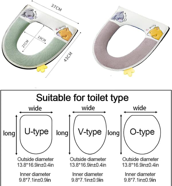 2 kpl (vihreä + harmaa) Yleiskäyttöinen paksu wc-istuimen pehmuste