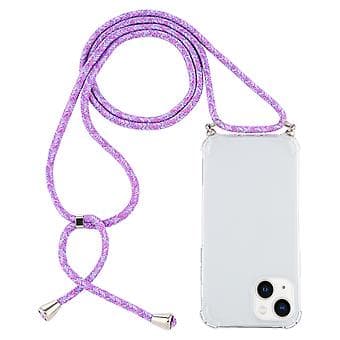 TPU-etui med snor for iPhone 15 Plus (Lilla)