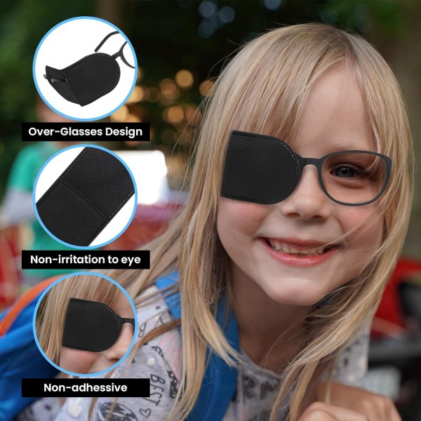 6 Pack Black Eye Covers Reusable Non-Woven Fabric for Lazy Glasses Amblyopia Strabismus