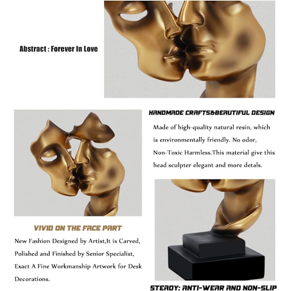Modern skulptur, gyllene abstrakt konstfigurer, vardagsrumsdekoration