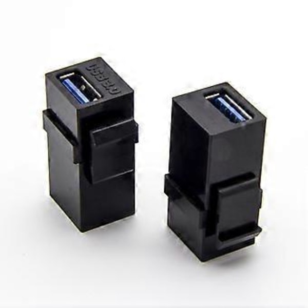 2 st USB 3.0 A Hon till A Hon Förlängnings Keystone Jack Koppling Adapter Konverterare (Vit)
