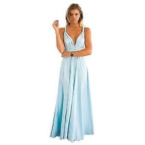 Naisten Iltapuku Monikäyttöinen Wrap Bridesmaid Virallinen Pitkä Maxi Muuntautuva Mekko (S Hellblau)