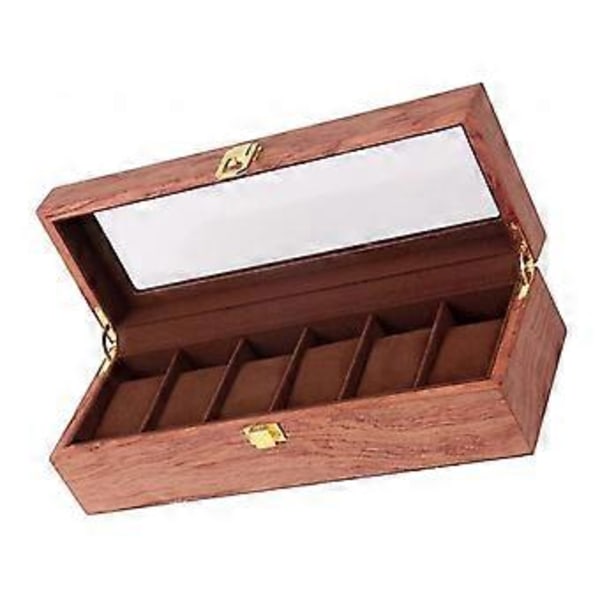6 Fack Klockbox Sammet Displayfodral Organizer Topp Glas Smyckeskrin (C)