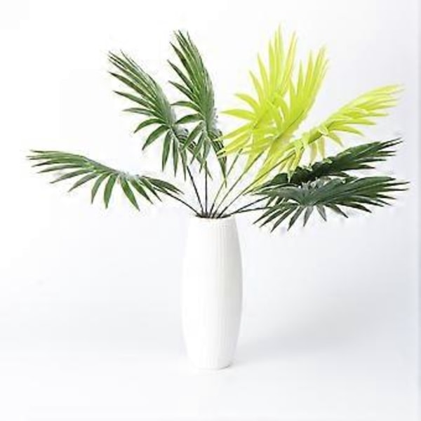 Simulerad Grön Växt Dekorativ Blomsterarrangemang Material Konstgjord Bonsai Plast Palmblad för Dekoration (Grön och Gul)