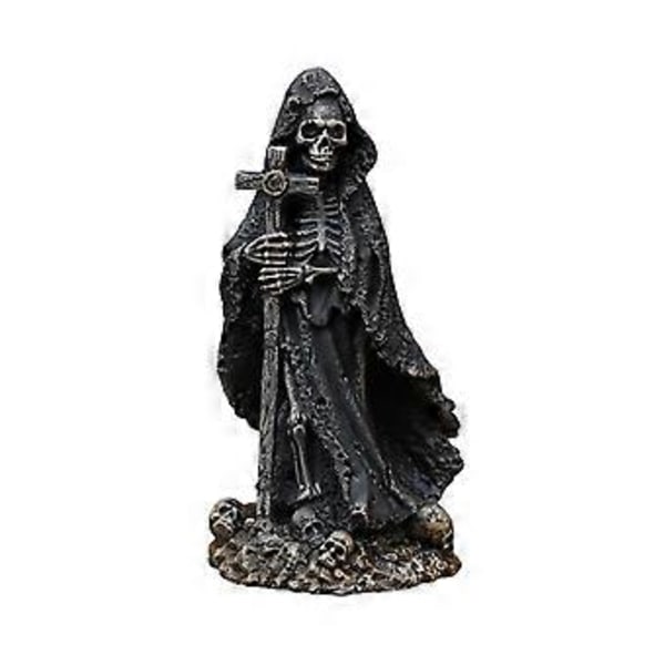 Kryds Skelet Statue Gotisk Skulptur Borddekoration Bordpynt Halloween Dekoration til Hjem Stue Soveværelse Indendørs (Stil C)