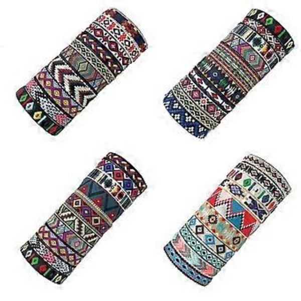 Set med 10 bohemiska handgjorda flätade armband färgglada vävda vänskapsband justerbara armband för kvinnor och tonåringar (B10 13)
