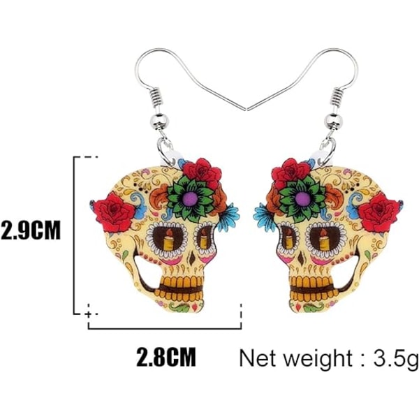 A-Cute Halloween Sugar Skull Stud Earrings Women Jewelry Acrylic