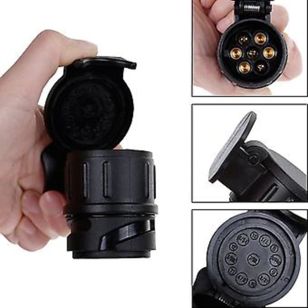 Tilhengeradapterkontakt, 13/7 Vanntett Tilhengerfestepluggadapter 13-polet til 7-polet for Biltilhenger til 13-polet Bil Lastebil Adapterkontakt