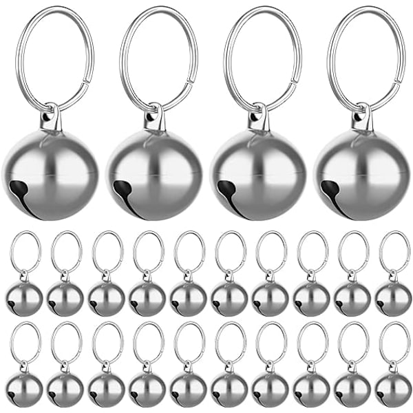 Molain 24 st 14 mm kattklockor med nyckelring, hundhalsbandsklockor