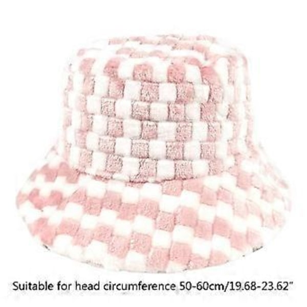 Bucket Hats Udendørs til Beskyttelse Fisker Fuzzy Hue til Mænd Kvinder med Ternet Mønster i Frostklar Vinter Efterår Vindtæt Pink (Pink)
