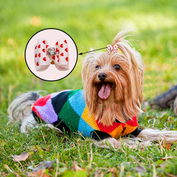 100 Pakke Hundehår Sløyfer med Gummibånd for Små og Mellomstore Valper C