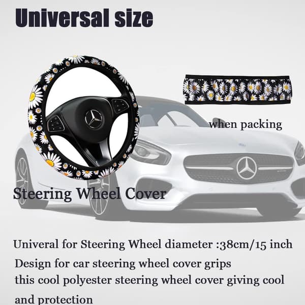 Trykt rattdeksel for kvinner Rattdeksel Universal 37-38cm Auto Interiør Steerin
