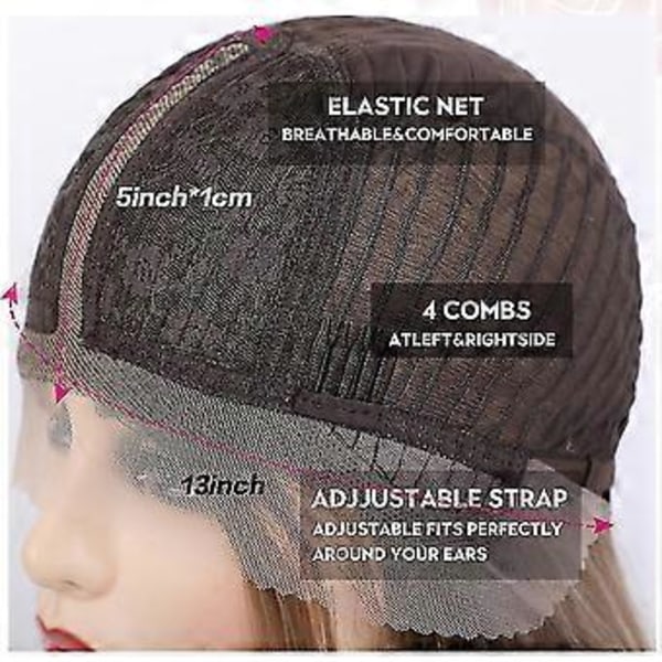 Lang bølget brun ombre blond front lace parykk for kvinner66010-3