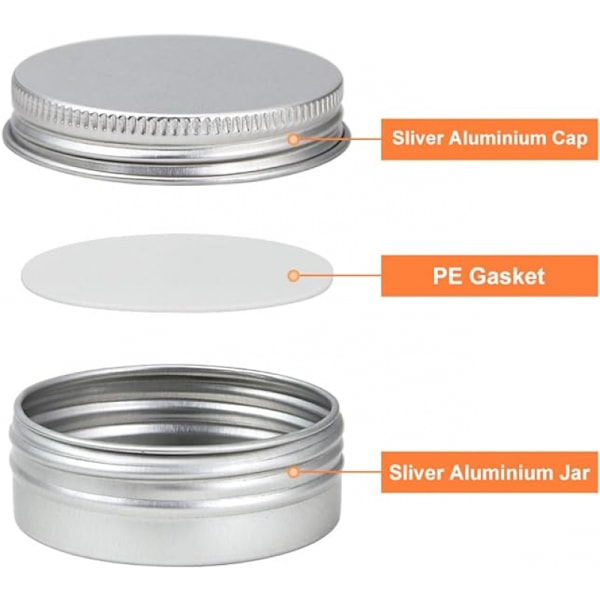 30 stk 30 ml aluminiumsboks med lokk kosmetiske bokser runde beholdere sølvboks for kosmetikk balsamlys