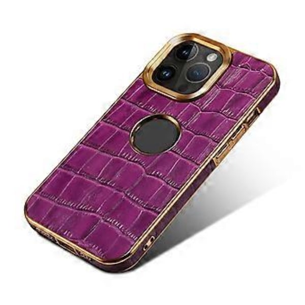 Denior Krokodil-Texturerat PU-fodral för iPhone 12 Pro Max (Lila)