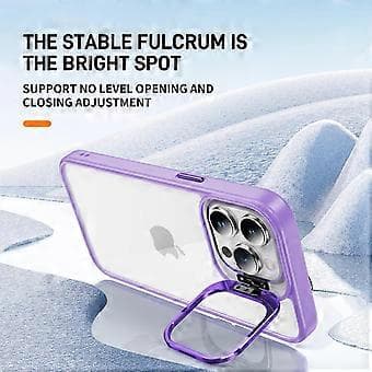 Til iPhone 14 Pro Cover Linseramme Støtteben TPU+Akryl Telefoncover (Stil B)