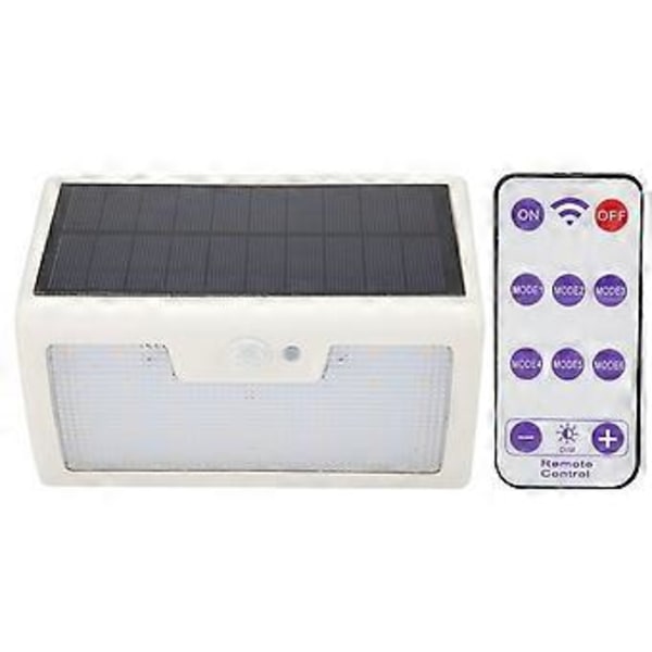 Solcellsdriven 40LED Vägglampa med Rörelsesensor och Fjärrkontroll Vit + Varm