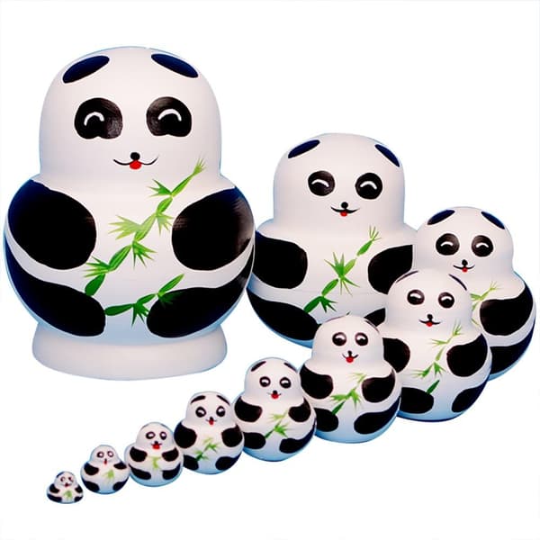 10 kpl Panda Venäläiset Nesting Nuket Matryoshka käsintehty