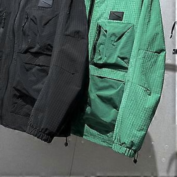 Store størrelser 5XL-12XL Oversized jakker for menn, mote, flere lommer, herre trenchcoat, langermet yttertøy (10XL svart)