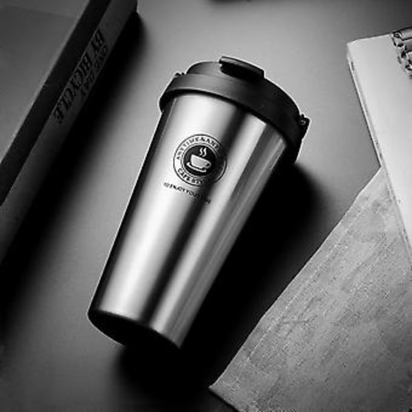 JUSCH Wekity dubbelväggig stor mugg för bil, semestergåva, rostfritt stål, sugrör, 500 ml (WZ1417)