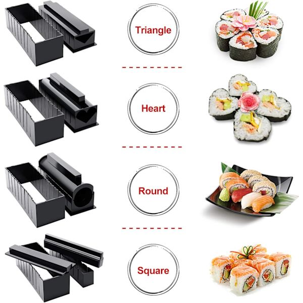 [Förbättrad version] Sushi Maker Kit 10 delar, apparater och formar