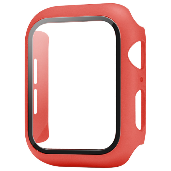 （Rød）Etui Kompatibel med Apple Watch 44MM, 2 i 1 Beskyttelse PC Herding Etui og HD Herdet Glass