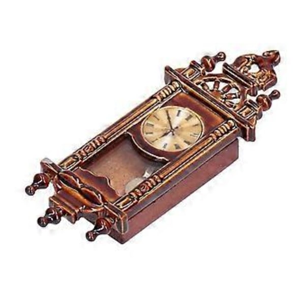 1:12 Mittakaavan Vintage Nukkekodin Kello Puinen Seos Tyylikäs Pienoisnukkekodin Koriste
